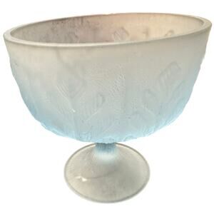 Vintage 1978 FTD white Depression Glass Flower Candy/trinket Dish Pedestal Bowl